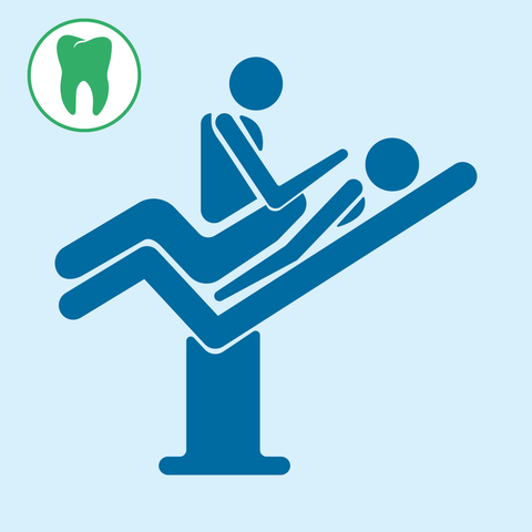Dental Office Tooth, Dentist and Patient Icon Sign Template